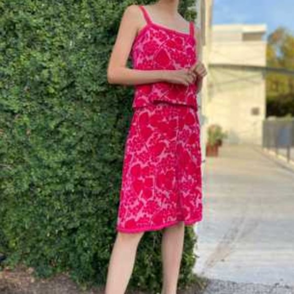 CHANEL Dresses & Skirts - Chanel 2001 Cruise Collection Fuschia Velvet Burnout Skirt Set